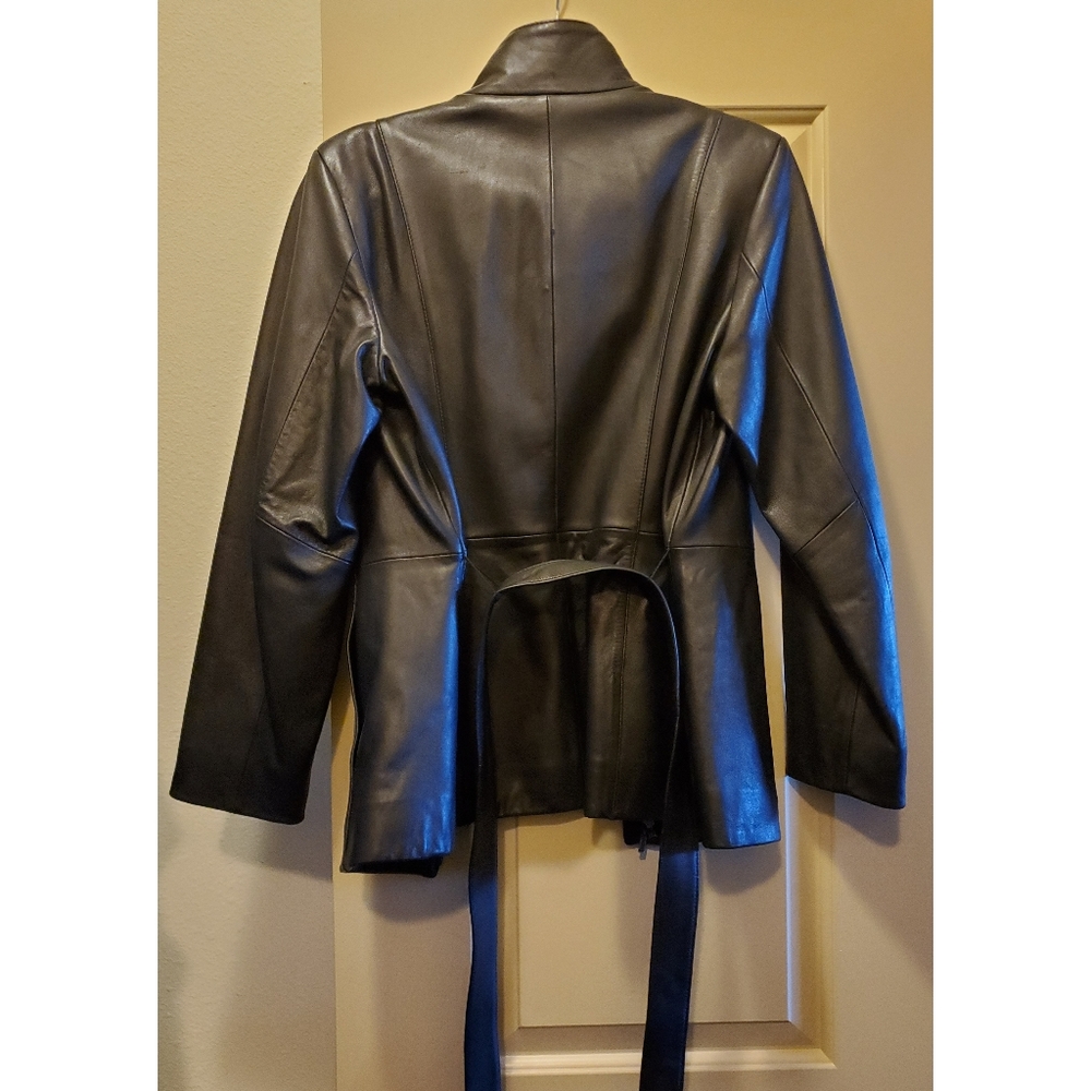 Black Leather Jacket With Belt - image 4